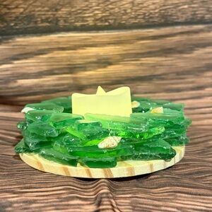Green Glass Candle Holder